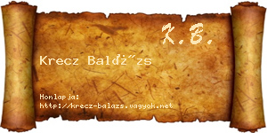 Krecz Balázs névjegykártya